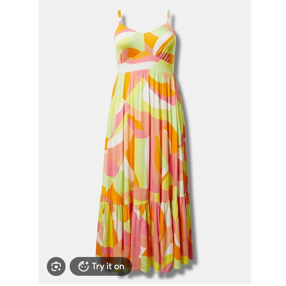 Torrid Super Soft Jersey Tiered Maxi Dress 3 3X 22-24 Colorful Flowy Long